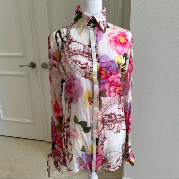 Italian Couture “GFFERRE” Bellissimo Floral Artsy Blouse - Picture 3 of 15